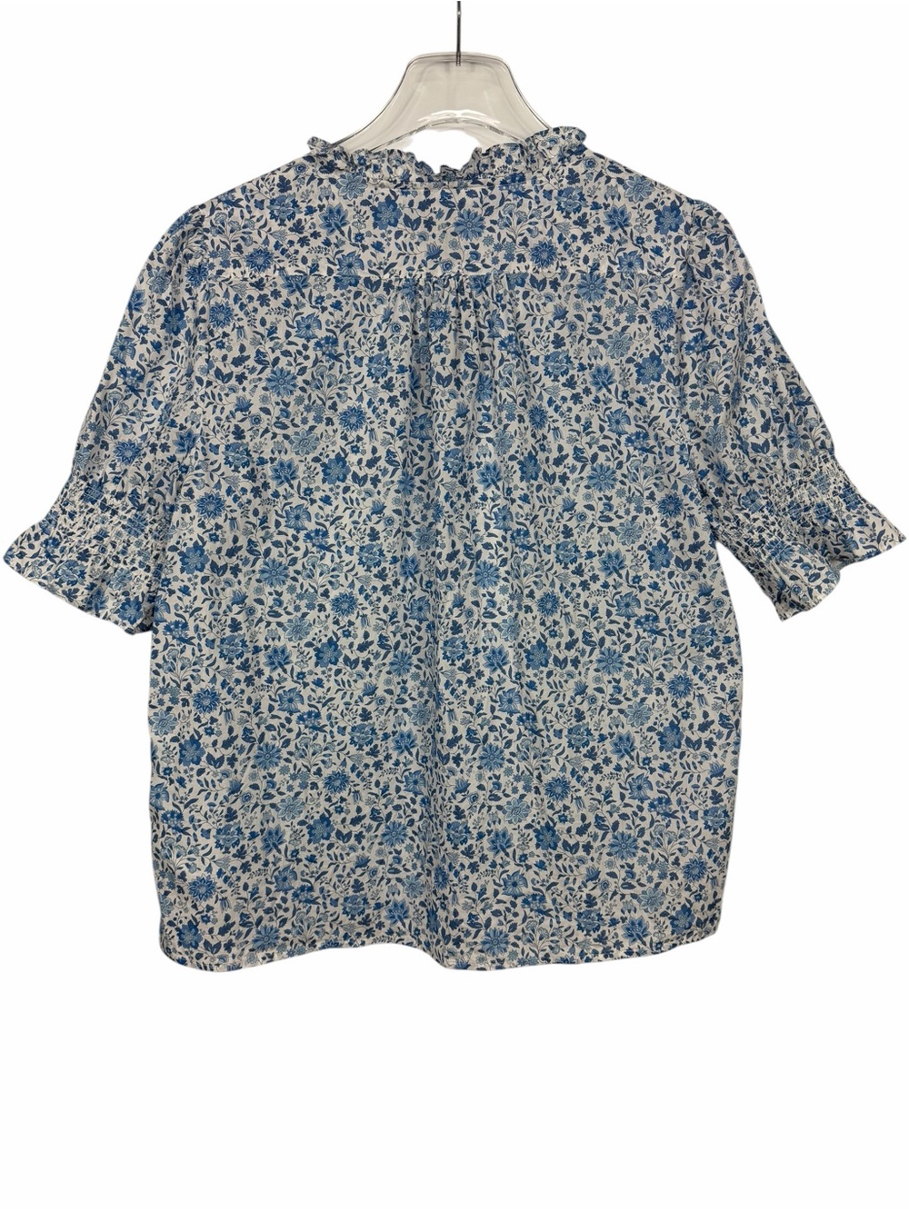 J.Crew Liberty Fabric Ruffle Neck 100% Cotton Blouse Top Floral Size Large - Picture 6 of 9